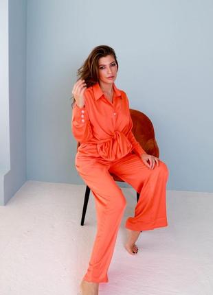 Оранжевий помаранчевий оранжевый домашній піжамний домашний пижамный костюм4 фото