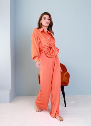 Оранжевий помаранчевий оранжевый домашній піжамний домашний пижамный костюм3 фото
