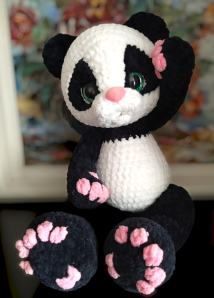Панда іграшка амігурумі ручної роботи1 фото