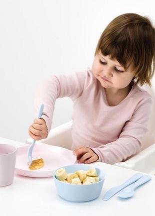 Набор детской посуды ikea kalas тарелка миска стакан столовые приборы