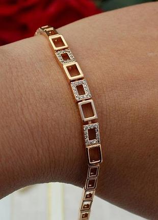 Браслет xuping jewelry квадратики 19 см золотистый