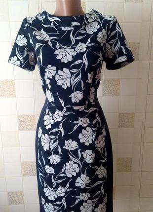 Елегантне плаття темно-синє в сірих кольорах бренд tu