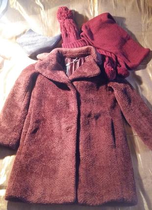 Крутое плюшевое пальто коллекция хайди клум коралл скидка на праздник4 фото