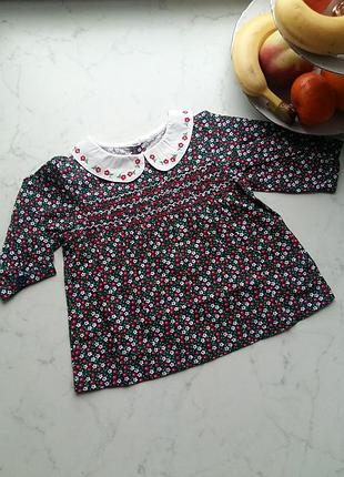 Яркое пышное платье с рукавчиками jojo maman для малышки  6-12 месяцев