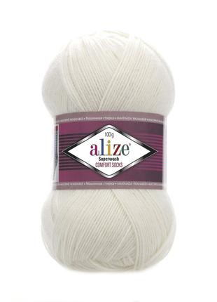 Пряжа alize superwash comfort 100 молочный ализе супервош 75% шерсть 25% полиамид1 фото