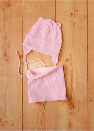 Шапка и хомут на флисе для девочки ог 50см