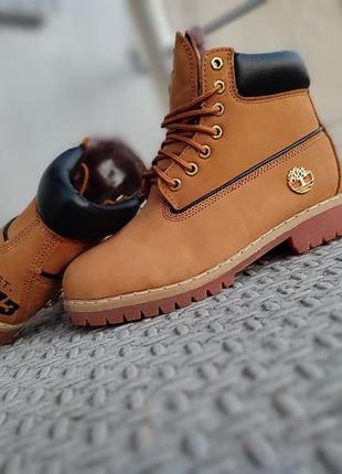 Timberland натуральный мех и кожа кожаные зимние ботинки высокие рыжие