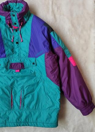 Винтажная теплая короткая куртка анорак утепленный деми зимний лыжная куртка с капюшоном оверсайз3 фото