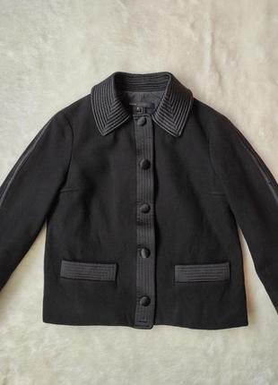 Черное короткое пальто пиджак жакет с пуговицами натуральный шерсть рукав 3\4 marc jacobs1 фото
