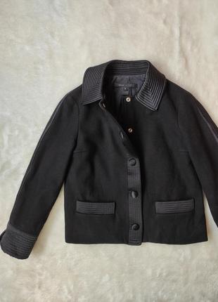 Черное короткое пальто пиджак жакет с пуговицами натуральный шерсть рукав 3\4 marc jacobs4 фото