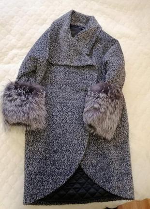 Пальто зимнее зима натуральный мех