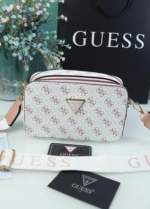 Белая молодежная маленькая сумка кросс-боди из эко-кожи брендовая модная мини сумочка клатч