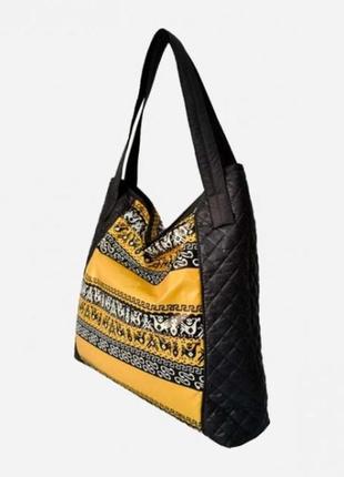 Легкая женская сумочка из приготовленной ткани, стеганая сумка. желтая желтая черная3 фото