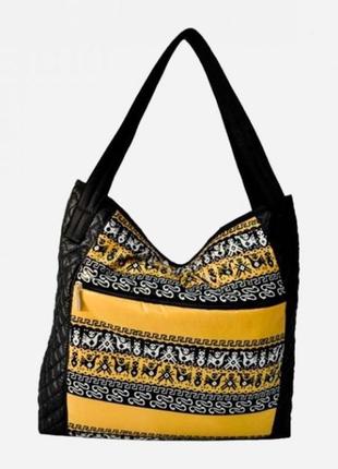 Легкая женская сумочка из приготовленной ткани, стеганая сумка. желтая желтая черная2 фото