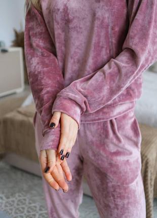 Плюшевый костюм кофта и штаны, комплект для дома плюш, мягкая пижама6 фото