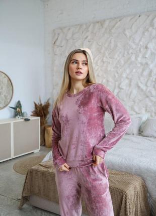 Плюшевый костюм кофта и штаны, комплект для дома плюш, мягкая пижама5 фото