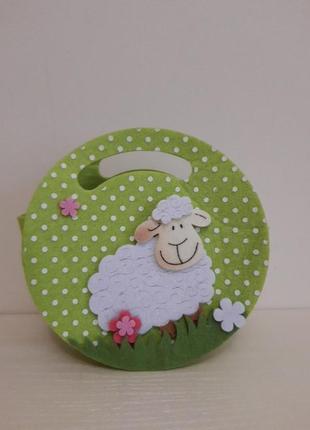 Пасхальный декор, Корзина крупнокодная из фетра