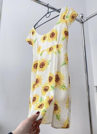 Сукня жіноча з розрізом сояшний жовта2 фото