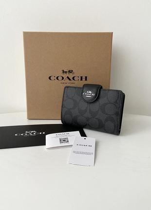 Coach medium corner zip wallet брендовий шкіряний гаманець кошельок шкіра коуч коач на подарунок дівчині на подарунок дружині