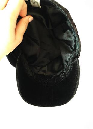 Черная велюровая кепка картуз бархатная кепка от top shop4 фото