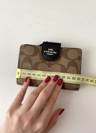 Coach medium corner zip wallet женский брендовый кожаный кошелек кожа коуч коач на подарок девушке жене дочери7 фото