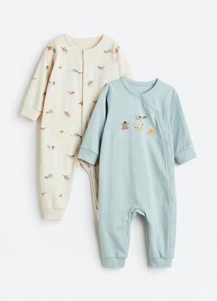 Хлопковый ромпер пижама слип с машинками h&m