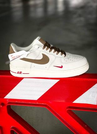 Женские кожаные кроссовки nike air force 1 low premium "white/brown#найк