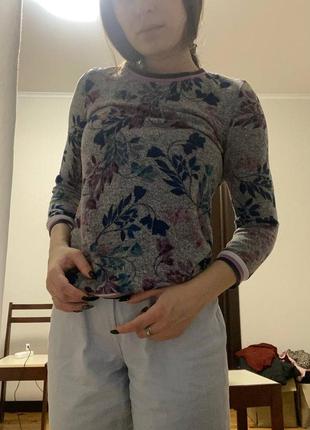 Женская блуза свитер в цветочный принт2 фото