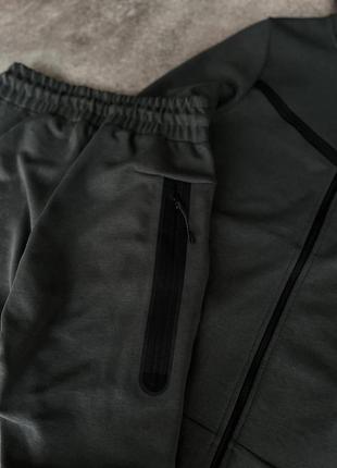 Мужской спортивный костюм nike tech серый с капюшоном на молнии найк теч толстовка и штаны весенний5 фото