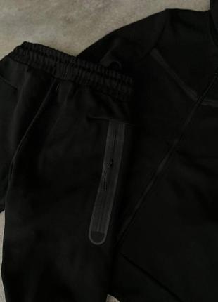 Мужской спортивный костюм nike tech черный с капюшоном на молнии найк теч толстовка и штаны весенний5 фото