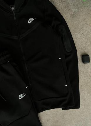 Мужской спортивный костюм nike tech черный с капюшоном на молнии найк теч толстовка и штаны весенний7 фото