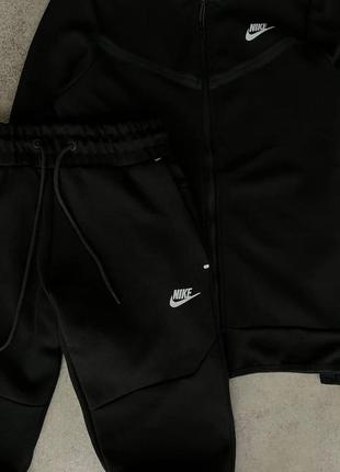 Мужской спортивный костюм nike tech черный с капюшоном на молнии найк теч толстовка и штаны весенний6 фото
