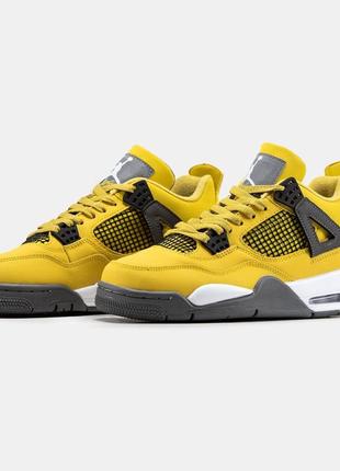 Мужские высокие кожаные кроссовки nike air jordan 4 #найк5 фото