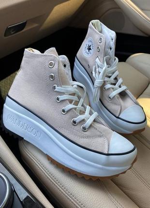 Женские кроссовки converse run star high beige