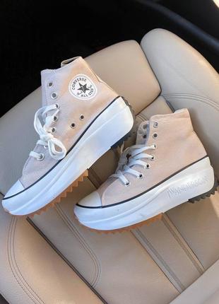 Женские кроссовки converse run star high beige8 фото