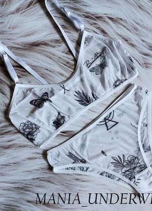 Бiлий комплект тату - топ та трусики від mania_underwear