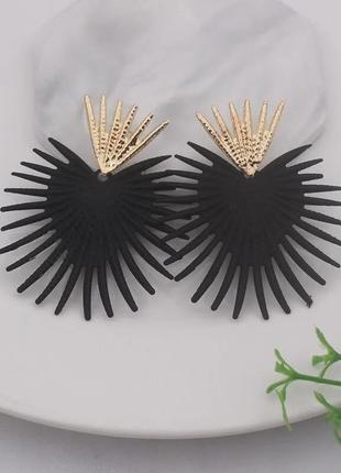 Жіночі сережки чорні гострі - розмір 7*5,5см, сплав