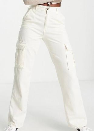 Летние джинсы карго с карманами из тонкого денима