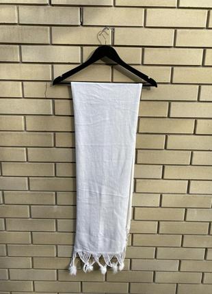 Білий шарф палантин з пензликами1 фото