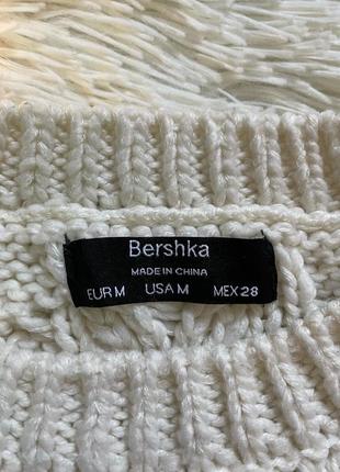 Свитер вязаный оверсайз молочного цвета bershka4 фото