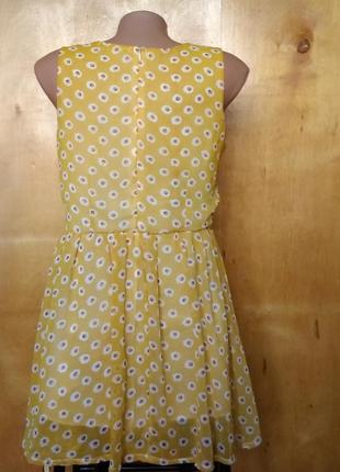 Р 12 / 46-48 красивое нарядное платье сарафан желтый в ромашках3 фото