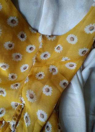 Р 12 / 46-48 красивое нарядное платье сарафан желтый в ромашках5 фото
