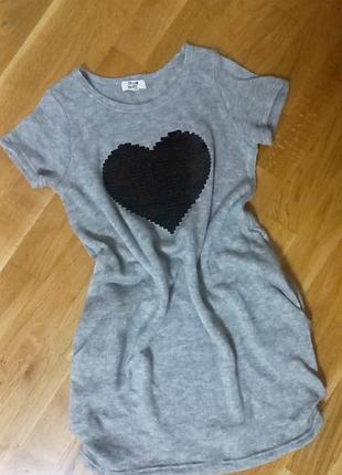 Стильная тёплая серая туника mini molly / мини платье с карманами / сіра сукня /...