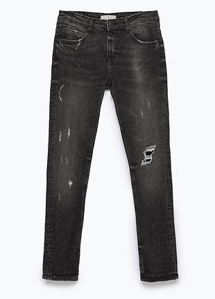 Джинси чоловічі сірі з дірками на колінах zara