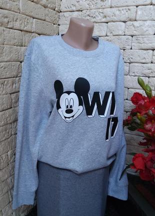 Свитшот женский серый микки маус h&m disney