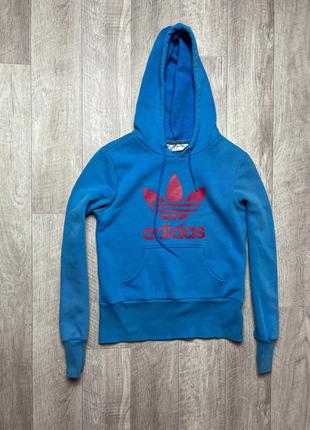 Adidas балахон 36 женский голубой худи кофта s