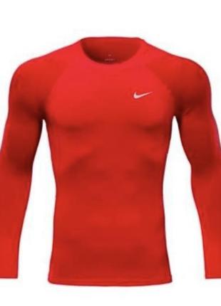 Компресійна футболка nike ,яскрава червона, для спорту,спортивна , лонгслив ,футболка з довгим рукавом ,