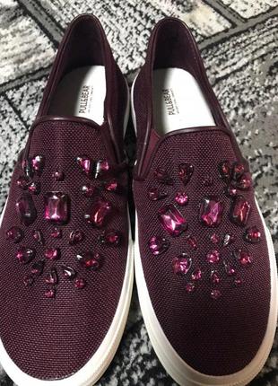 Слипоны pull&bear бордовые