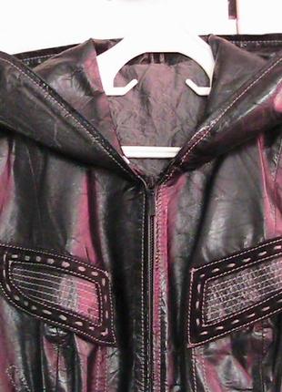 Кожана куртка з капюшоном пог 55 см, поб 58 см3 фото