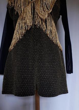 Ошатний*вечірній ромпер* короткий комбінезон з обробкою золота boohoo ( розмір 40)8 фото